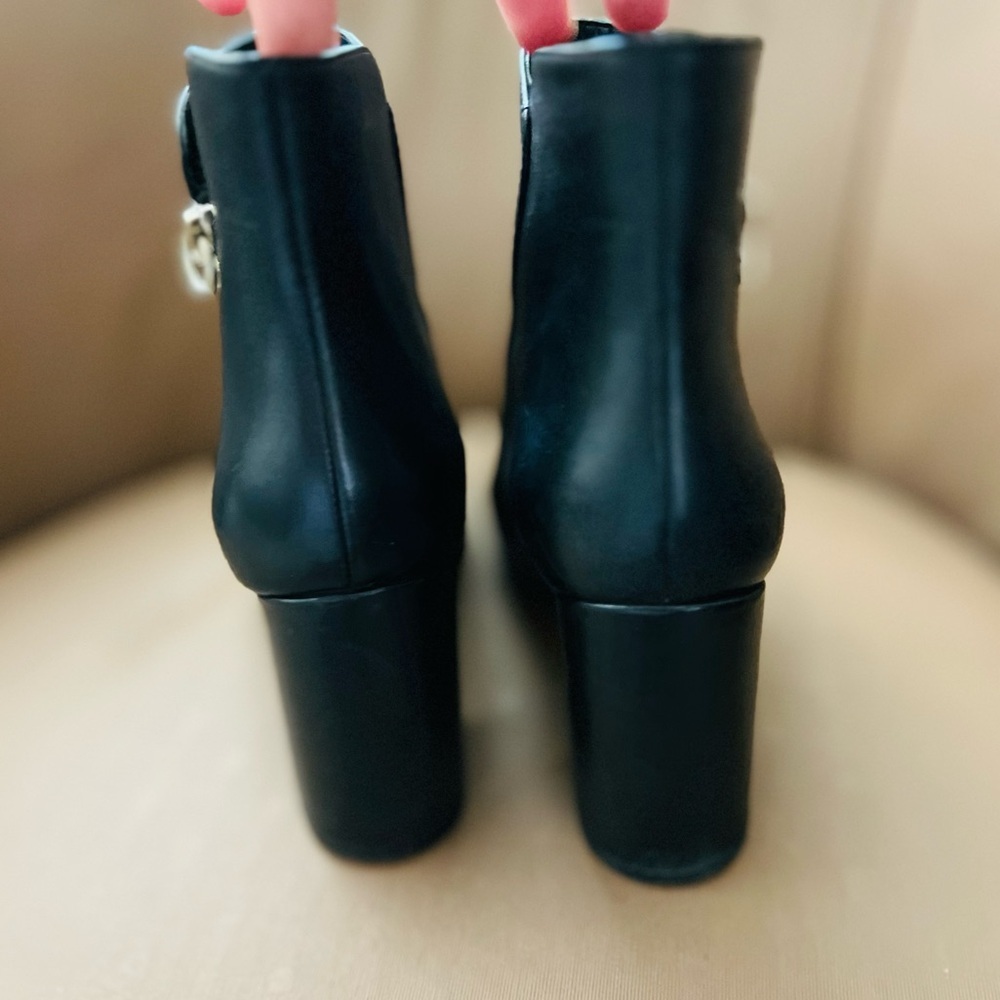 Nine West Black Ankle Boots with Gold Zipper - Picture 12 of 14